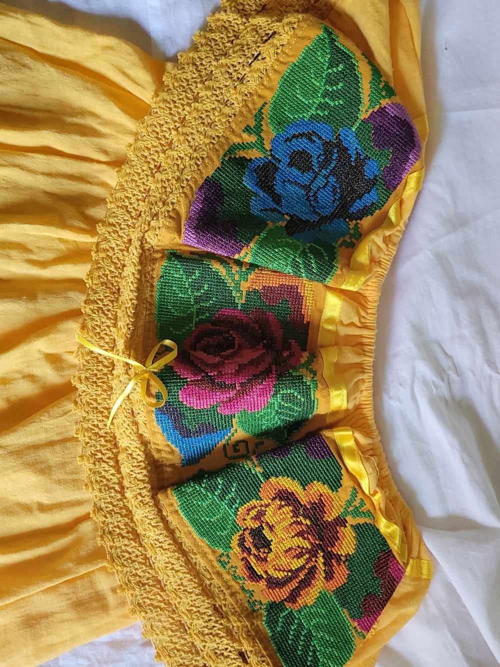 Yellow Embroidered Floral  Top